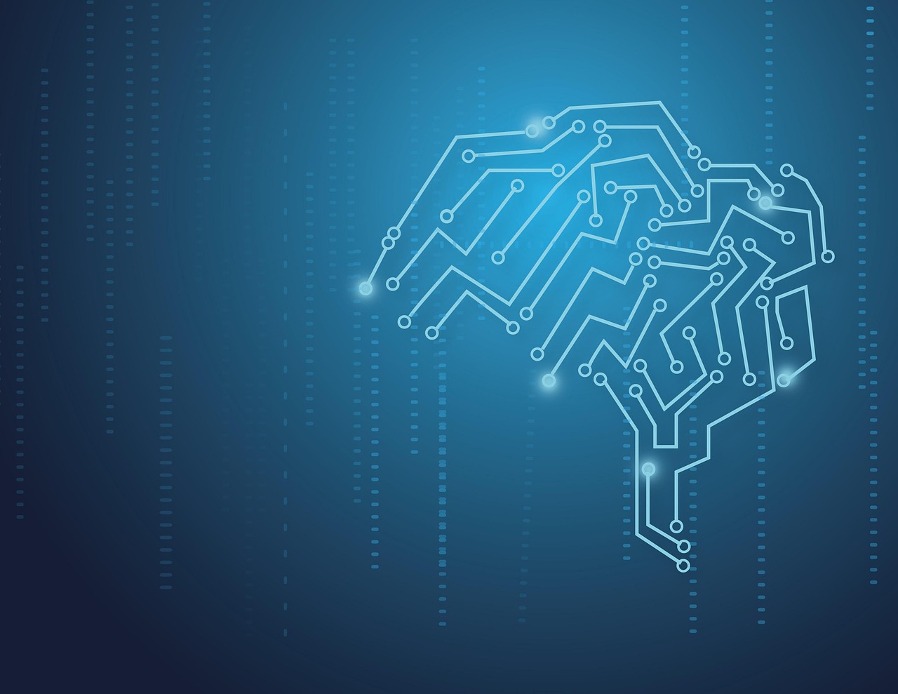 An abstract artificial-intelligence network of glowing nodes