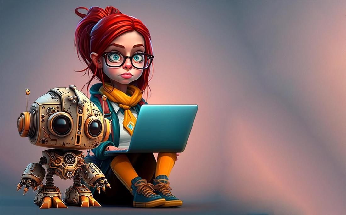 Una imagen generada por IA de una persona trabajando con tecnología futurista